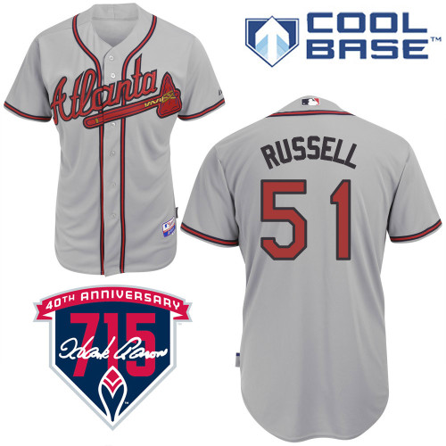 James Russell #51 Youth Baseball Jersey-Atlanta Braves Authentic Road Gray Cool Base MLB Jersey